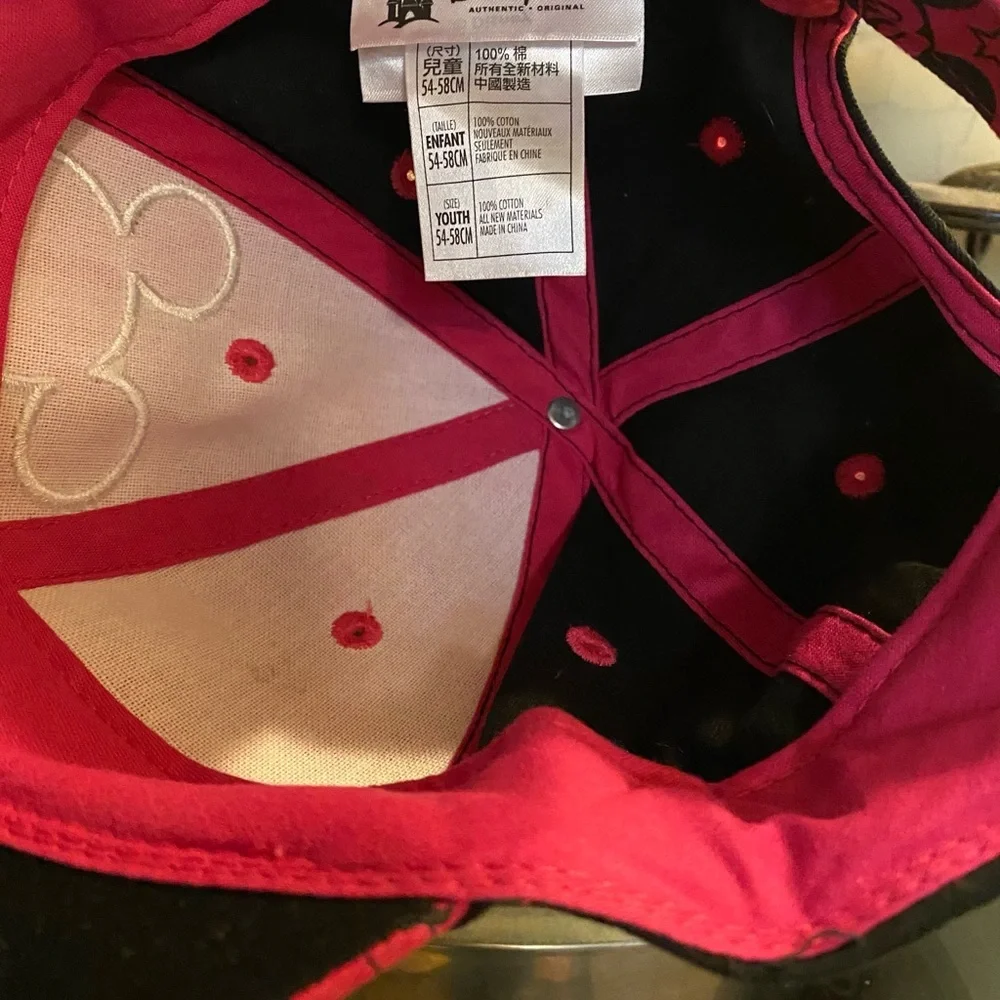 Disney Mickey Mouse Embellished Hat | Pink & Black Bling Cap | Youth
